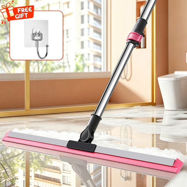 YXYGQ Reinigungsbürste mit Teleskopstiel und Silikon-Bodenwischer in Pink, Fensterabzieher und Haushalts-Reinigungswerkzeug - Bild 1