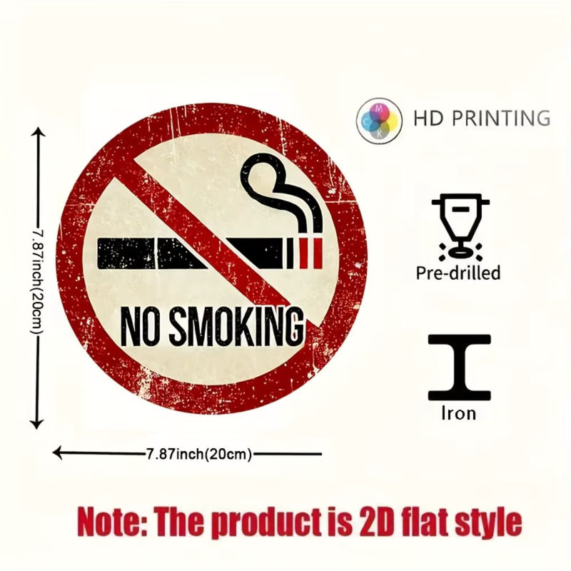 Hello Young No Smoking Vintage Eisenschild rund aus Metall in Weiß, Durchmesser: 20,3 cm - Bild 2