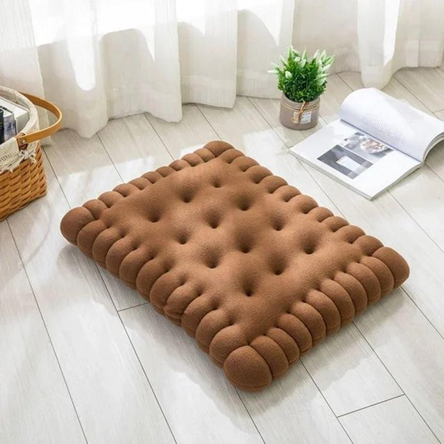 Dekoratives Keks-Sitzkissen von Yiran Furniture in Braun, rechteckiges Tatami-Pad aus Plüsch und Polyester - Bild 1
