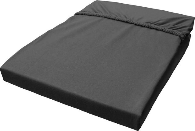 Biberna Trendline Boxspring Spannbetttuch aus Baumwolle mit Elasthan, Anthrazit, B: 140 cm, L: 200 cm - Bild 1