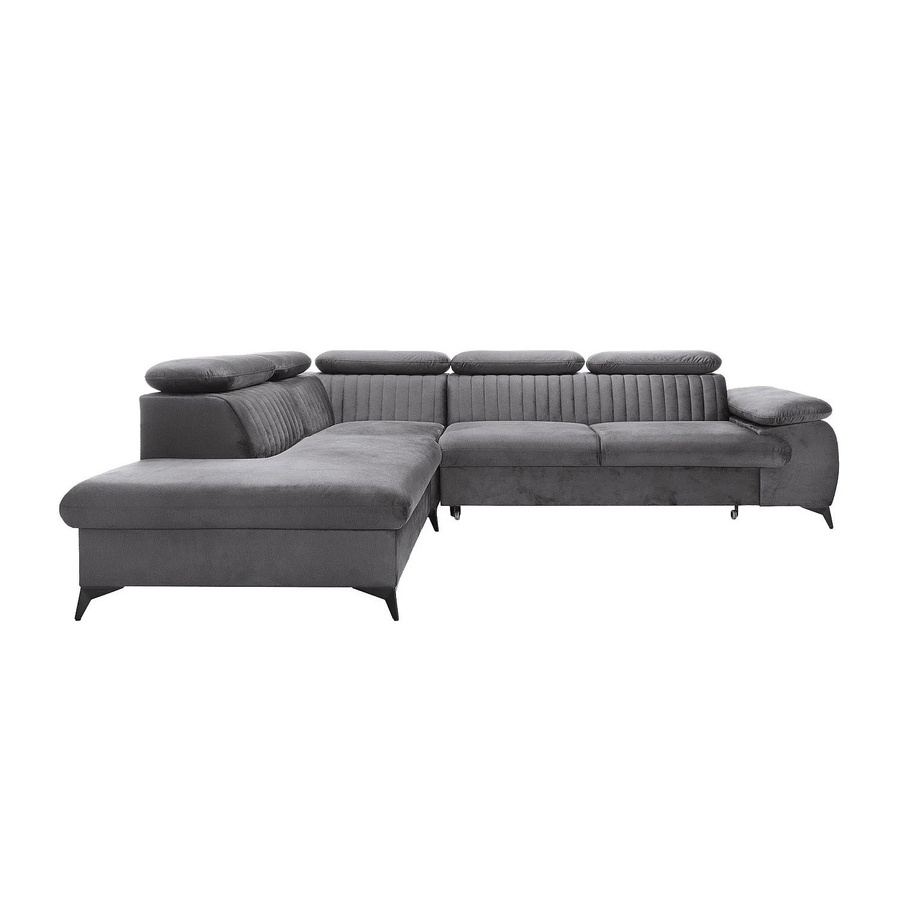 Pascal Morabito Schlafsofa Samara in Anthrazitgrau mit Samtbezug und L-Form, Breite: 275 cm - Bild 2