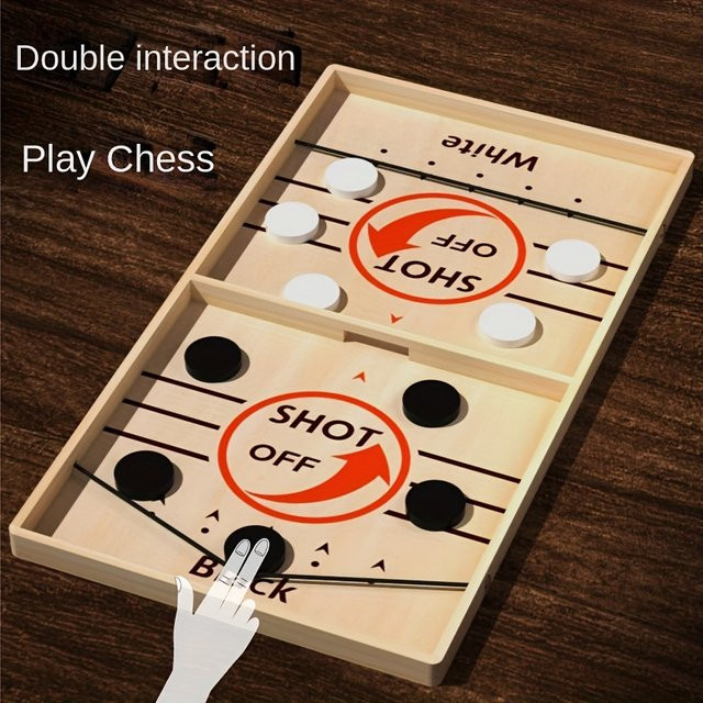 DUTRIEUX Doppel-Hockey-Puck-Spieltisch, hölzerner Mini-Eishockey - Bild 1