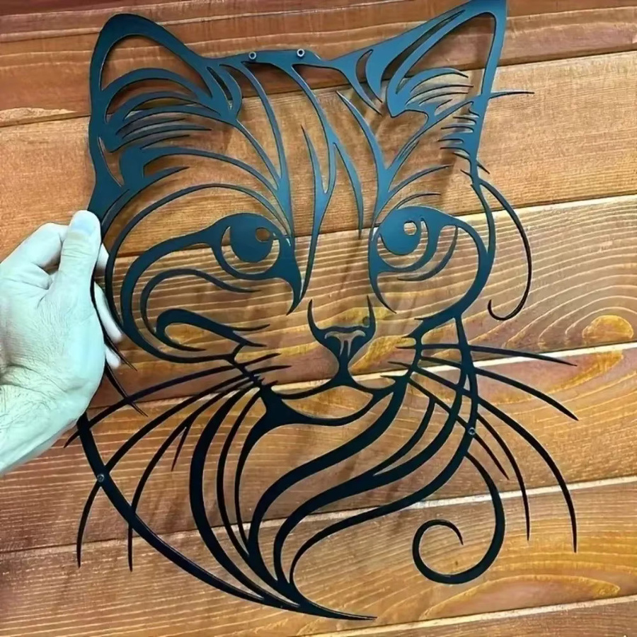 CIFBUY 3D Katzen-Metallwandkunst aus Aluminium in Schwarz als Wanddekoration für Katzenliebhaber - Bild 3