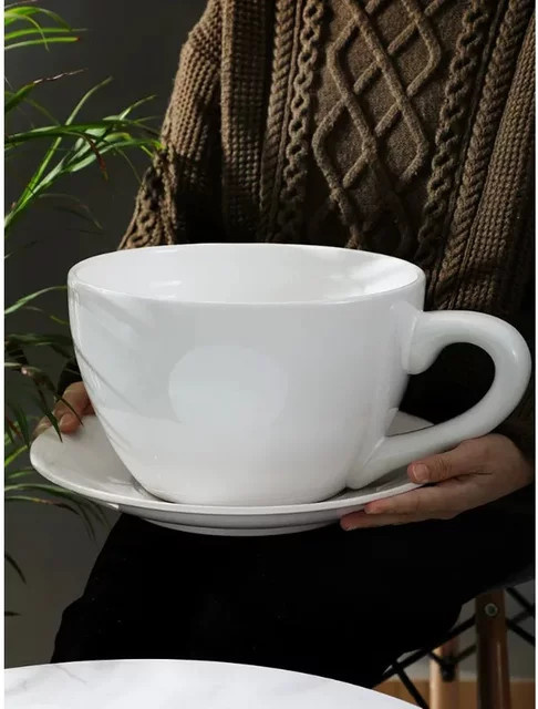 Tantaoxi Keramiktasse in Weiß mit großem Fassungsvermögen für Kaffee und Tee - Bild 1