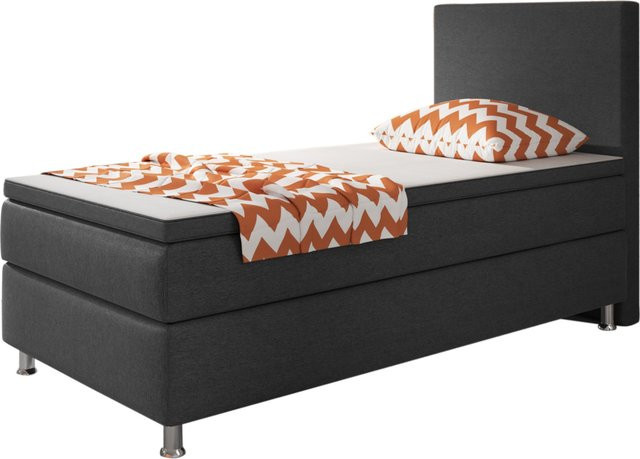 Inter Trading Boxspringbett Berlin in Anthrazit mit Bonell-Federkern, B/T: 90 x 200 cm - Bild 1