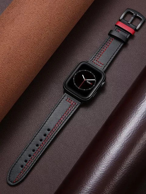 Uhrenarmband Leder, Schwarz, Unisex - Bild 1