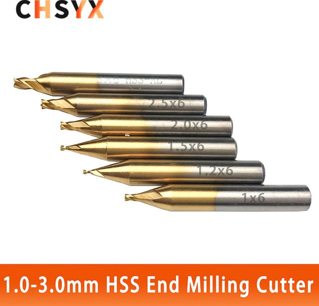 CHSYX HSS Titan Schaftfräser Gravur Kantenschneider CNC Bits für Schlüsselfräsmaschinen, Gold - Bild 1