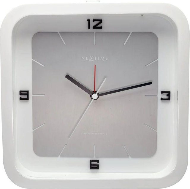 NEXTIME 5221WI Tafeluhr in Grau und Weiß, analoge Quartz-Uhr aus Holz für Damen und Herren - Bild 1