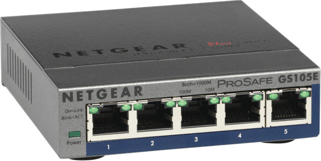 Netgear ProSafe Plus GS105E Web Managed Switch mit 5 x 10/100/1000 Mbit/s Ethernet/LAN Ports in Grau - Bild 1
