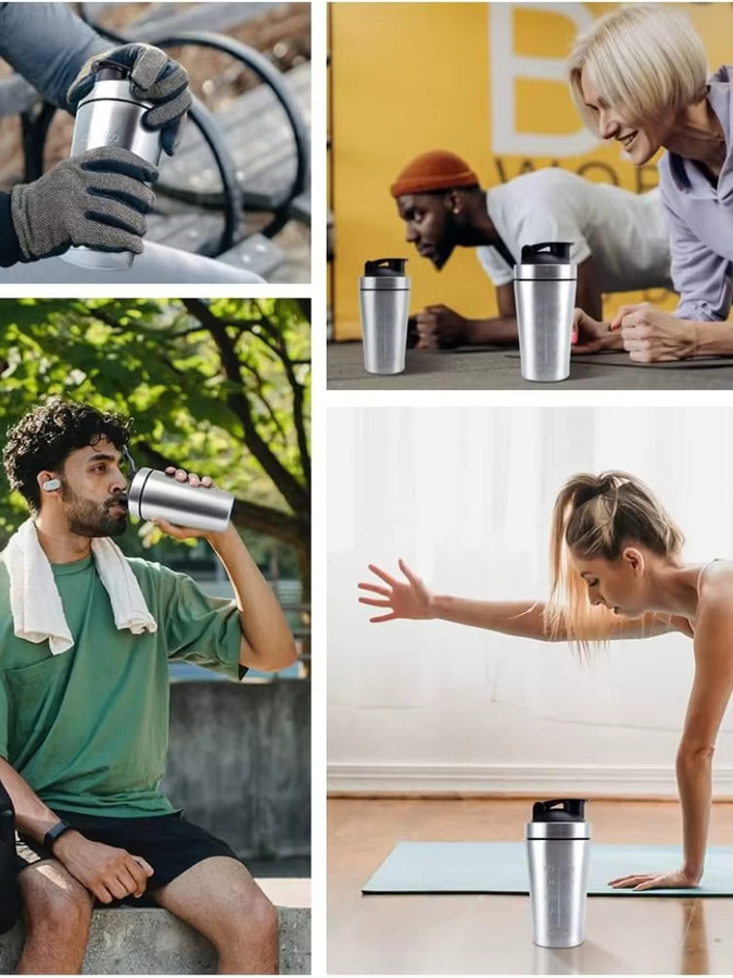 Kahla Premium Protein-Shaker-Becher aus Edelstahl mit Metall-Edelstahlkugel, Silber, 700 ml - Bild 7