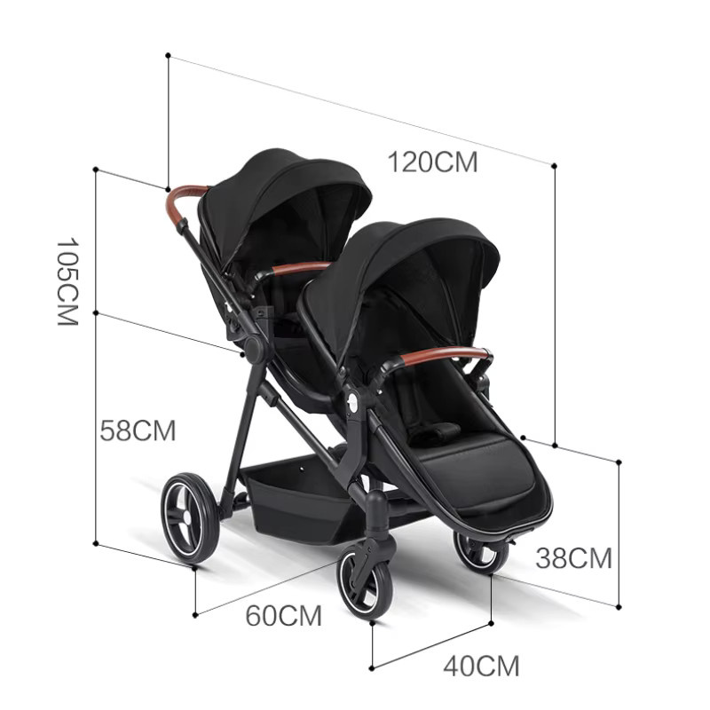 Warm house Faltbarer Zwillingskinderwagen in Schwarz als leichter Reisebuggy mit Zwei-Wege-Funktion - Bild 3