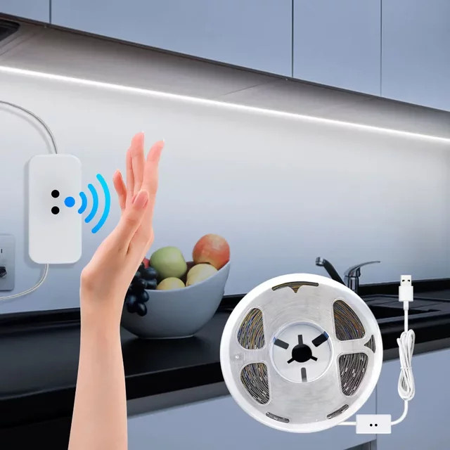 Globvat LED Streifen Licht mit Hand-Scan-Sensor und USB-Anschluss, Weiß - Bild 1