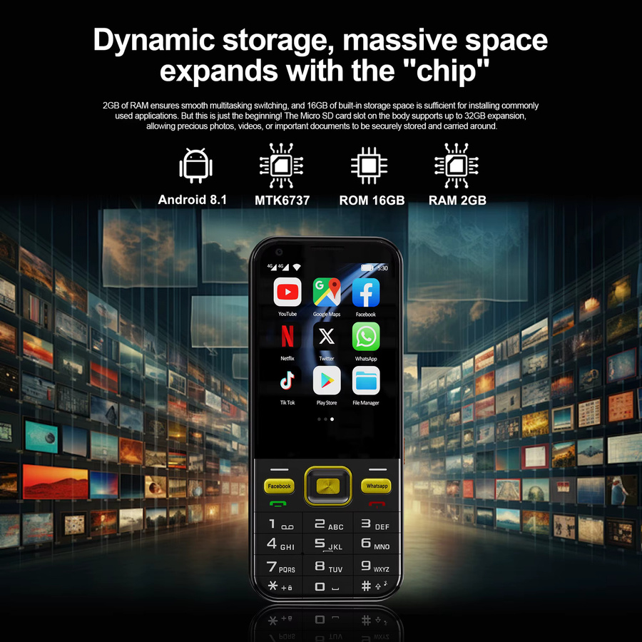 SERVO F8 Ultra 4G Smartphone Android 8.1 mit 2GB RAM und 16GB Speicher, Dual SIM, 2,8 Zoll Touchscreen, Schwarz - Bild 3