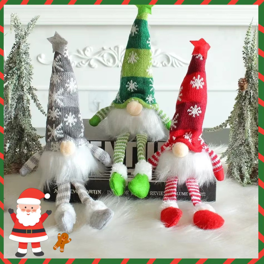 Schneeflocken-Strickpuppe, Zwergendekoration, Ambiente-Lampe, Plüsch / Textil, Grau, Bunt / Mehrfarbig - Bild 4