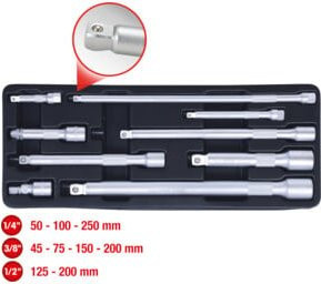 KS Tools Kipp-Verlängerungs-Satz aus Chrom-Vanadium, 9-teilig, Silber - Bild 2