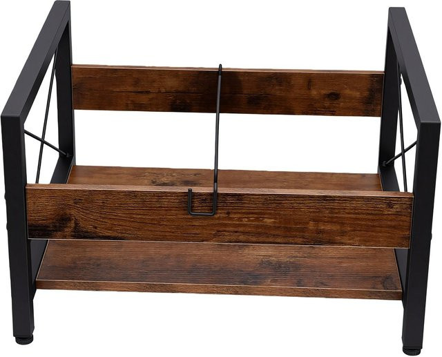 Fishine Vintage Schreibtisch-Plattenorganizer aus Holz und Metall in Braun zur Aufbewahrung von DVDs, CDs und Dokumenten - Bild 1
