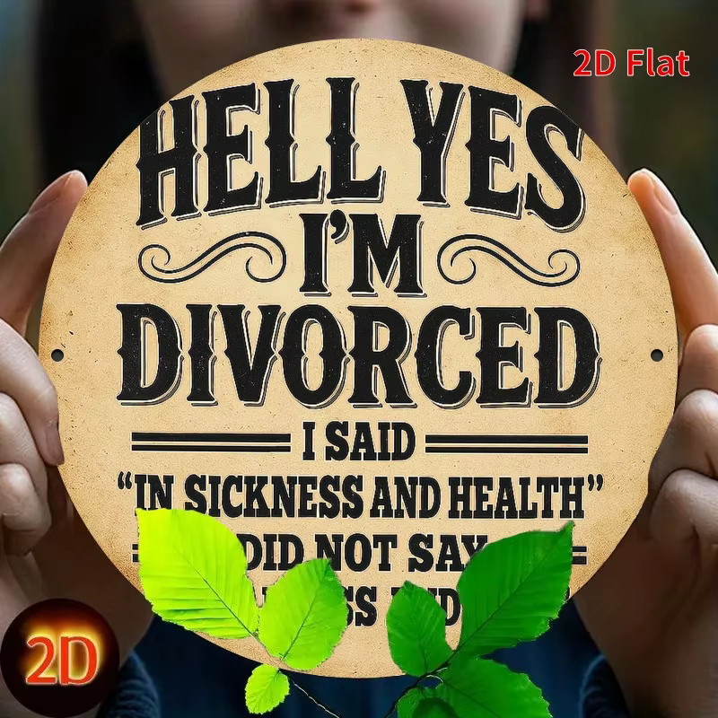 Metallschild Potdemiel Hell Yes I'm Divorce Declaration Wandkunst im Vintage-Design, Beige, B/H: 20 x 20 cm - Bild 3