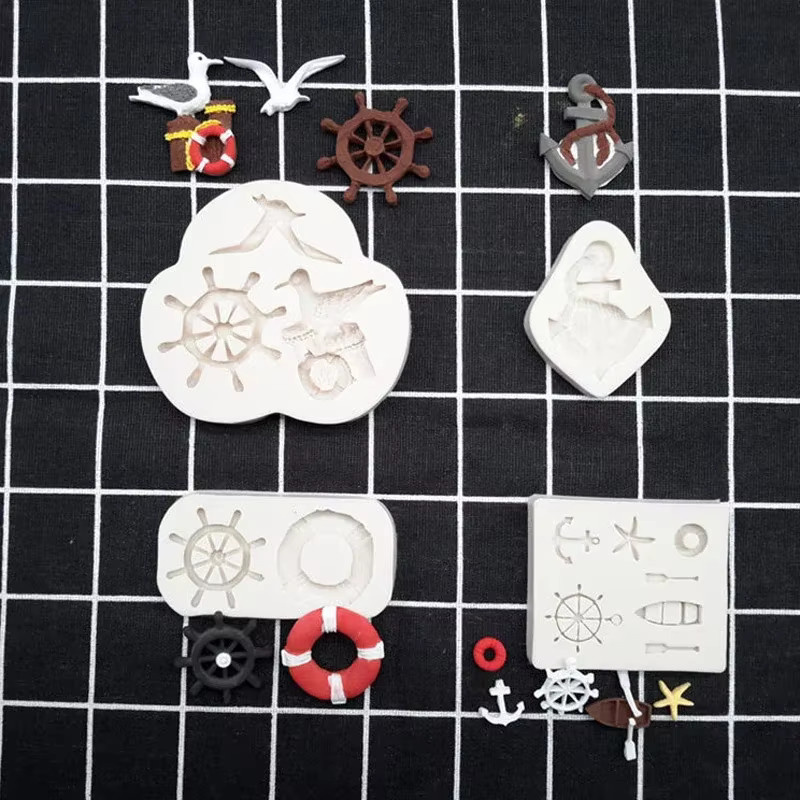Silikonform für Backzubehör in Form von Möwen, Booten, Ankern und Rudern zur Dekoration von Fondant, Kuchen, Gumpaste und Schokolade in Weiß - Bild 2