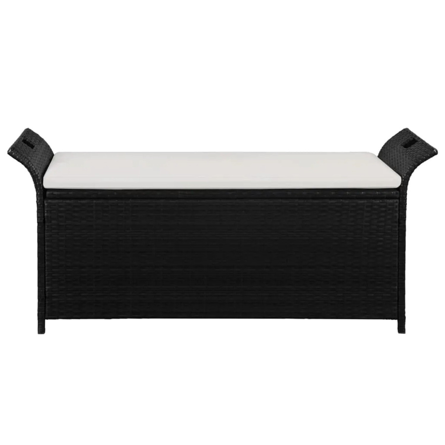 vidaXL Truhenbank aus Poly Rattan mit Polster in Schwarz - Bild 2