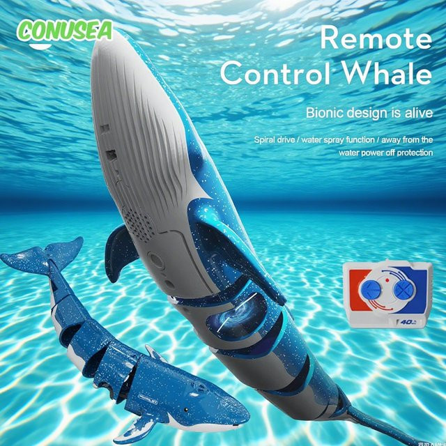 CONUSEA Unterwasser RC U-Boot, Fernbedienung, Meerestiere, Blau - Bild 1