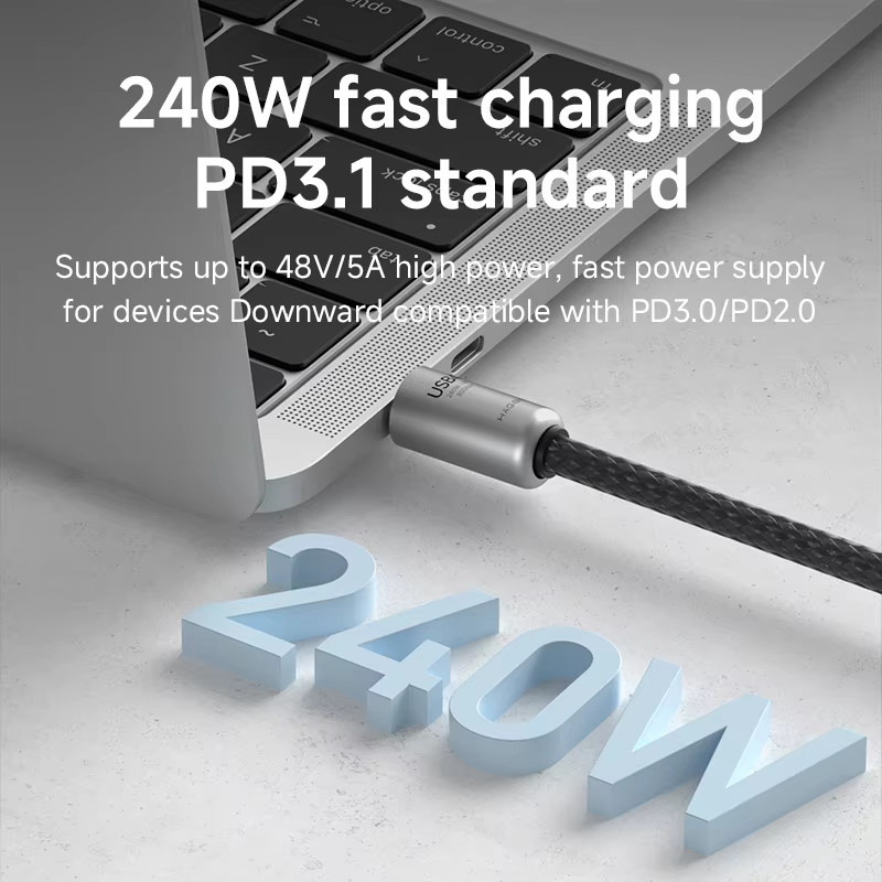 Hagibis USB4-Kabel Typ-C auf Typ-C in Silber mit Schlüsselanhänger, 240 W und 80 Gbit/s, kompatibel mit Thunderbolt 4/5 und iPhone 17 Pro - Bild 2