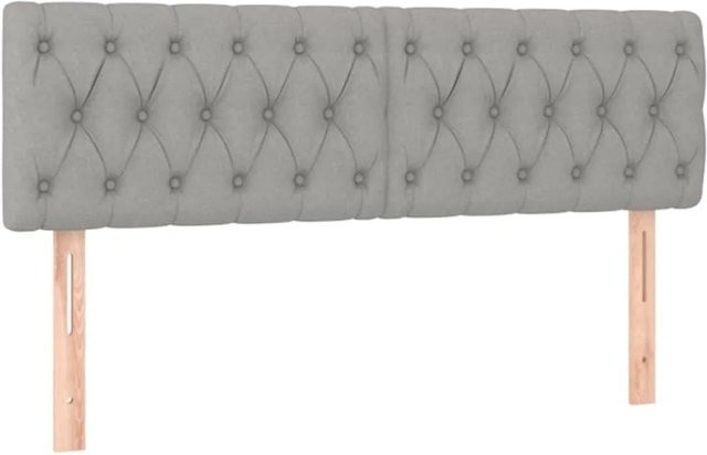 vidaXL Kopfteile 2er Set Hellgrau aus Stoff mit Lärchenholz B/T/H: 80 x 7 x 78-88 cm - Bild 1
