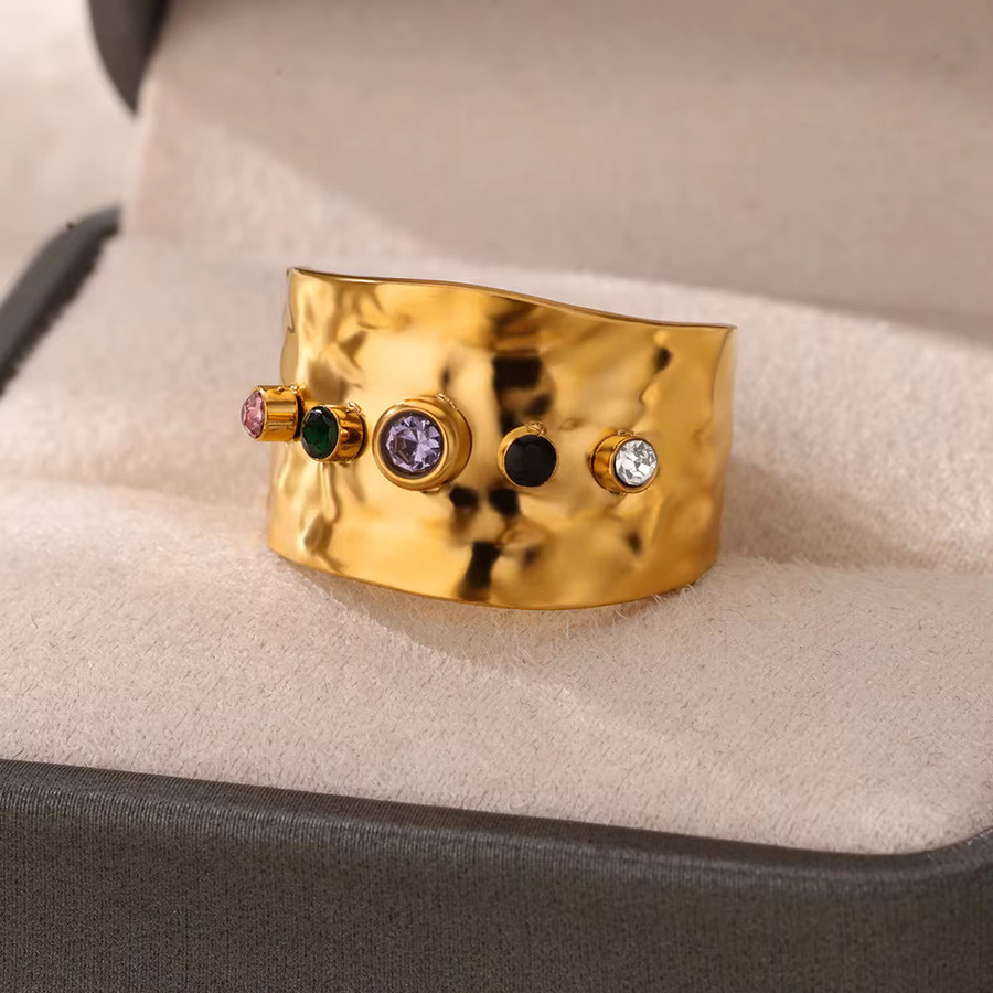 HPTOTMG Offener Ring Edelstahl, Gold, Zirkonia, Unisex - Bild 2