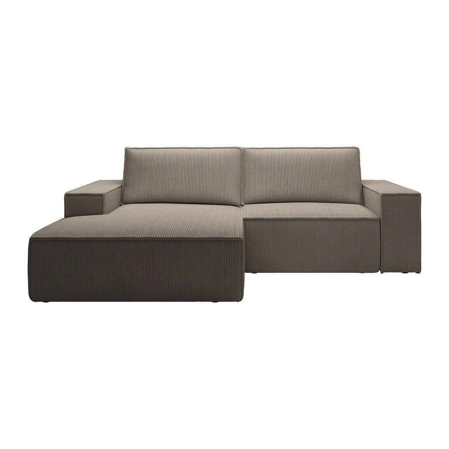 Vente-unique Schlafsofa Amelia in Taupe mit Cord-Bezug und L-Form, Breite: 240 cm - Bild 2