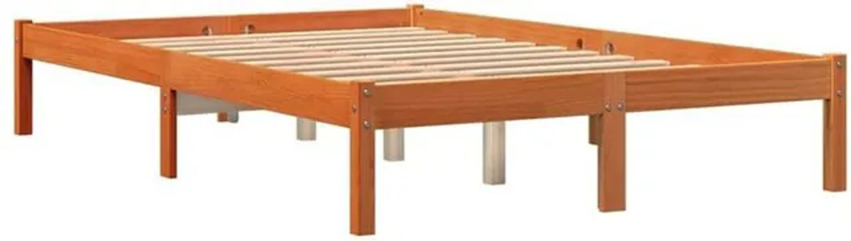 Massivholzbett aus Kiefer im Landhausstil von vidaxl, Farbe Braun, B/T/H: 140 x 200 cm - Bild 1