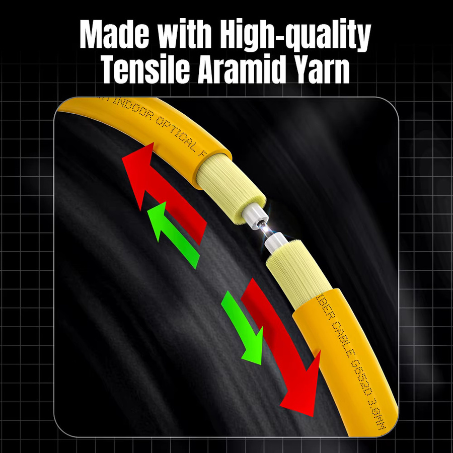 AMPCOM Glasfaserkabel LC auf LC Singlemode Simplex UPC 9/125 μm OS1/2 SMF LSZH gelb - Bild 4