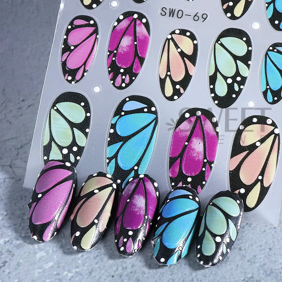 SWEET TREND Nagelaufkleber 3D Wings Designs, Schmetterling und Lilienblätter - Bild 2