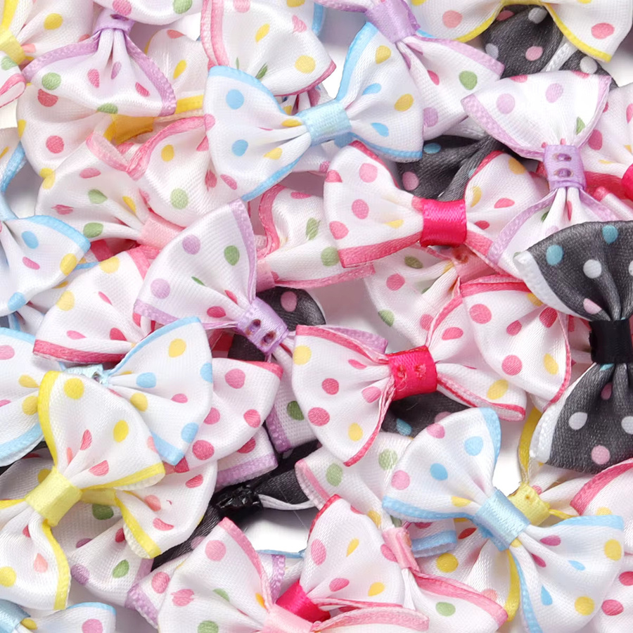 30 Stück Polka Dot Polyester Schleifen in Bunt für DIY Kleidung Nähen und Haarnadel Dekoration, Größe: 2,7 x 3,7 cm - Bild 2