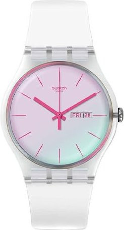 Swatch Armbanduhr, Quarz, Silikonarmband, 41 mm, Rosa, Unisex - Bild 1