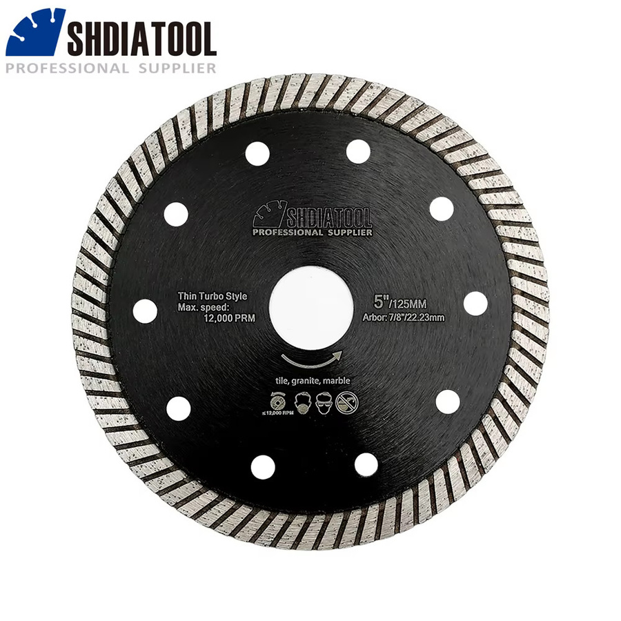 SHDIATOOL 5er Set Superthin Diamond Turbo Trennscheibe für Keramikfliesen, Marmor und Granit, Durchmesser: 125 mm - Bild 2