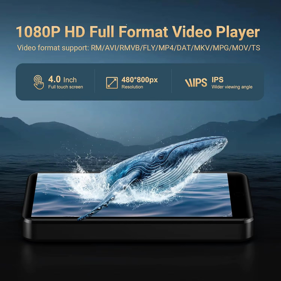 Oilsky Portabler Audio Player mit 4,0-Zoll-IPS-Touchscreen, Android 9.0, Bluetooth und WLAN in Schwarz, unterstützt Spotify und Audible, bis zu 512 GB Speichererweiterung - Bild 3