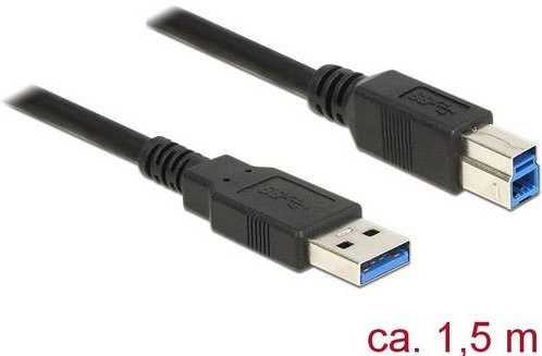 Delock USB 3.2 Gen1 Kabel mit USB-A und USB-B Stecker Schwarz 1,5 m - Bild 1