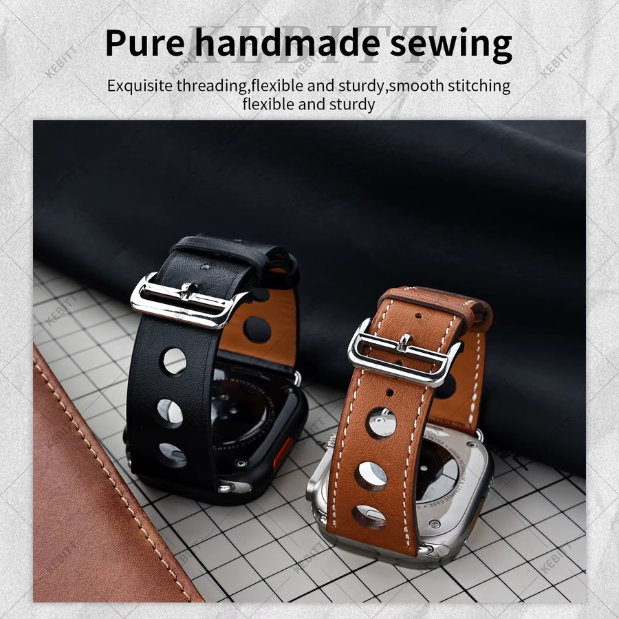 Kebitt Uhrenarmband Leder, Schwarz - Bild 2