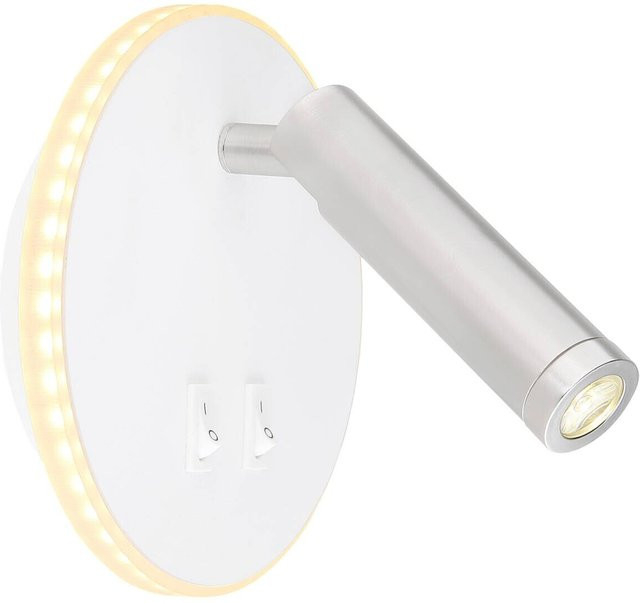 Globo LED-Wandleuchte Many in Weiß und Nickel mit Up-and-Down-Lichtfunktion, Durchmesser: 14,6 cm, Höhe: 15,0 cm - Bild 1