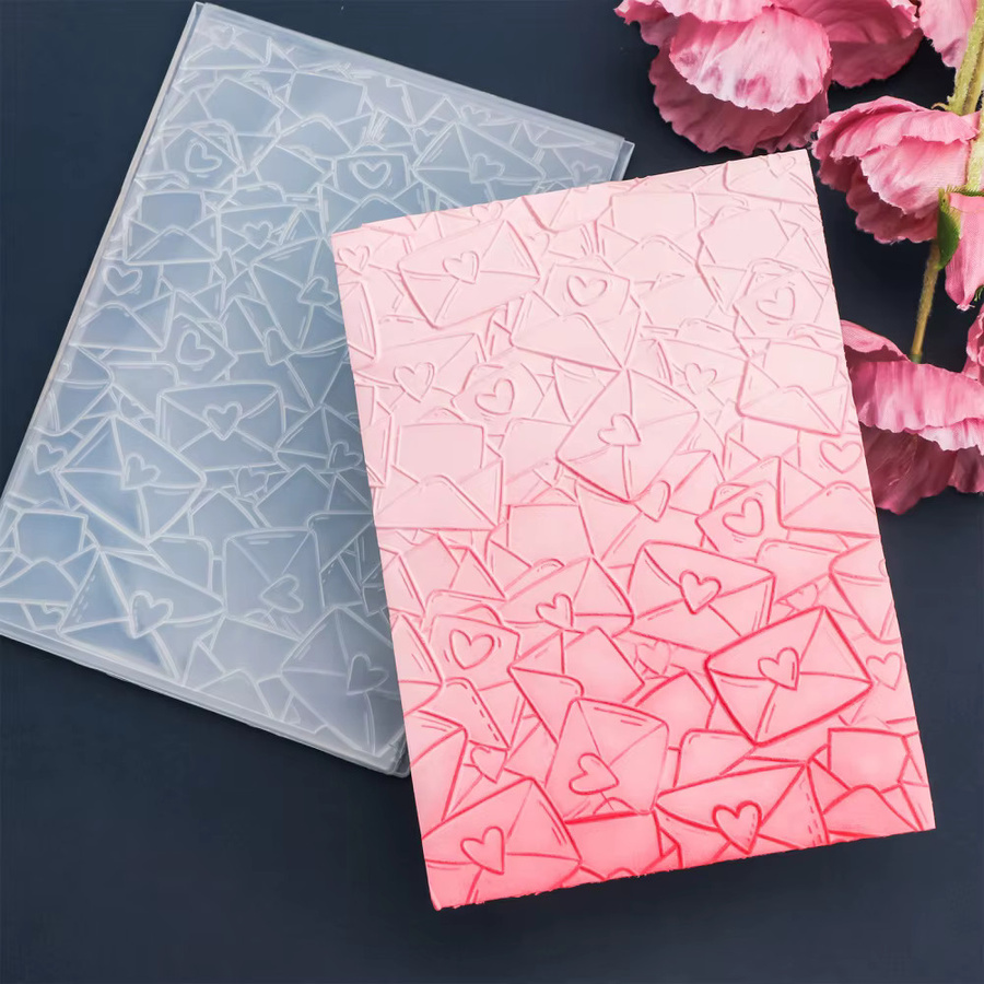3D Prägeordner Set mit Herz- und Umschlag-Motiv für Scrapbooking und DIY Papierarbeiten - Bild 3