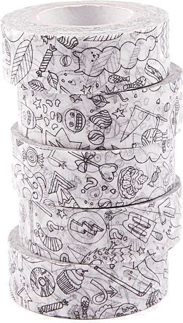 Rico Design Paper Poetry Tape Set zum Ausmalen, Mehrfarbig, 5 Stück, Breite: 1,5 cm, Länge: 10 m - Bild 1