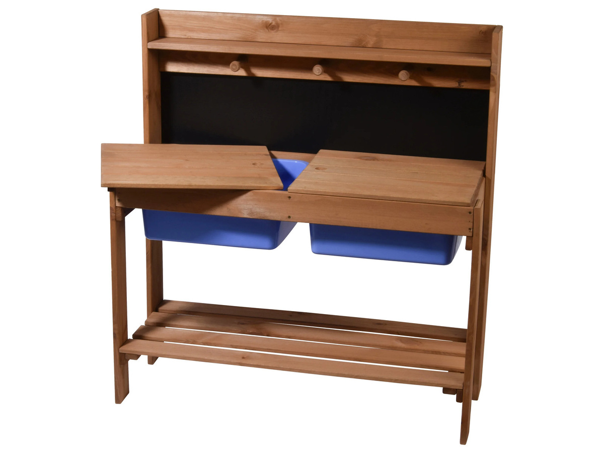 DOBAR Matschküche für Kinder aus Holz mit Kreidetafel und 2 Behältern - Bild 3