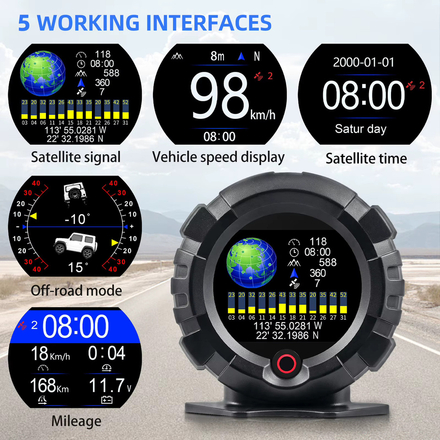 ZMFJH X95 Auto GPS Head Up Display Digitaler Neigungsmesser und Tachometer in Schwarz - Bild 3