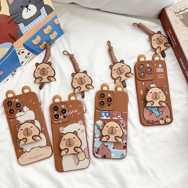 Capybara Handyhülle mit Ornamenten für Samsung Galaxy S8 S9 S10 S20 S21 S22 S23 S24 S25 Plus Ultra FE Note 9 10 20 Ultra in Braun - Bild 1