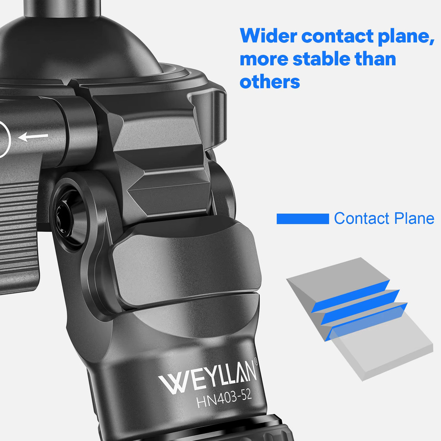 WEYLLAN HN403 Carbonfaser-Stativ mit 52mm Hebelkugelkopf in Schwarz, Traglast 30kg, 70,49 Zoll - Bild 4