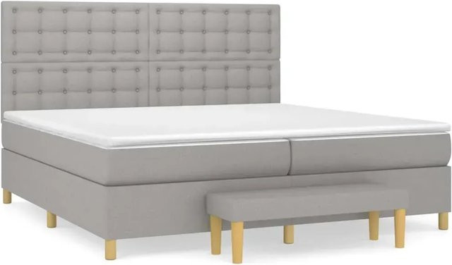 vidaXL Hybrid Boxspringbett mit Matratze und Kopfteil in Hellgrau und Weiß, B/T: 200 x 200 cm - Bild 1