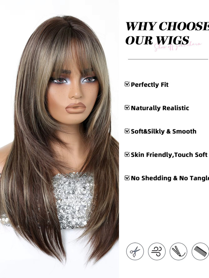 EASIHAIR Perücke, blond-braun Ombre, lang, glatt, Damen, synthetisch - Bild 3