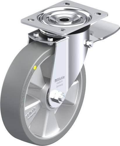 Blickle Lenkrolle L-ALTH 200K-ST-AS mit Feststeller in Silber und Grau, Rad-Durchmesser: 200 mm, Tragfähigkeit: 400 kg - Bild 1