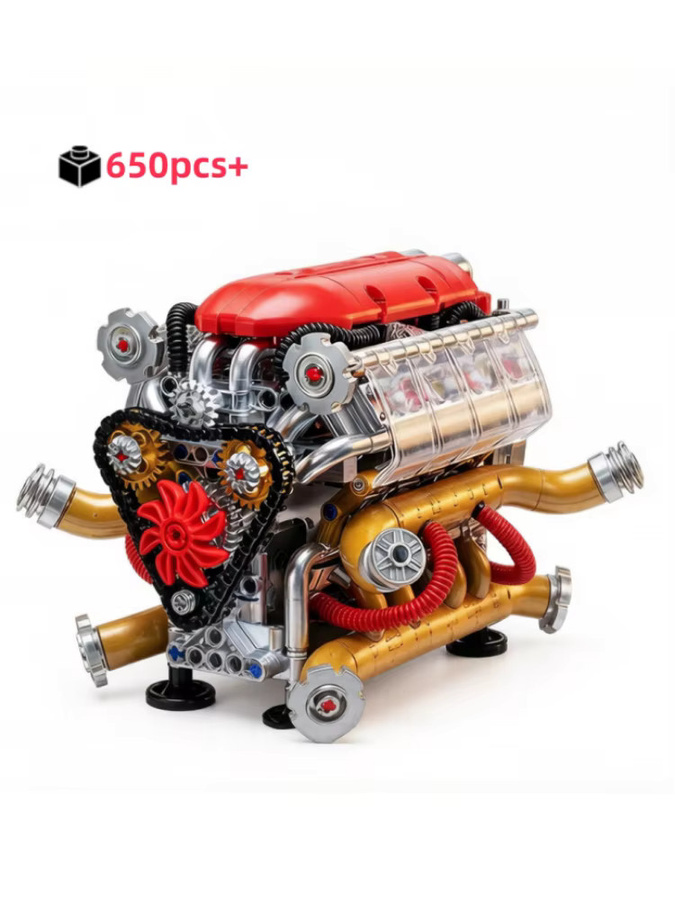 FUNXINEE Klassischer Supersportwagen V8-Motor, Baukasten, 650 Teile, ab 14 Jahre - Bild 6