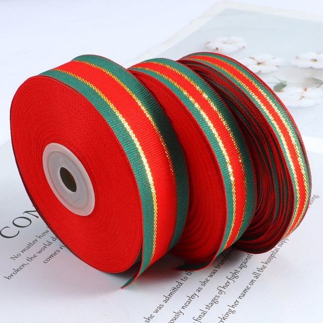 OEMOO Weihnachtsbaumband Rot Gestreift für Geschenkverpackungen und DIY-Dekorationen, 25 Yard - Bild 1