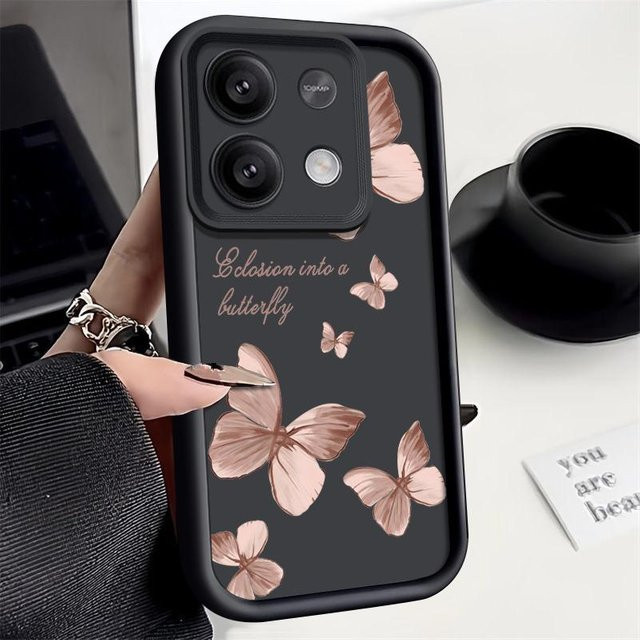 Stoßfeste Handyhülle mit goldenem Schmetterlingsdesign für Xiaomi Redmi Note 13 Pro+ in Grau - Bild 1
